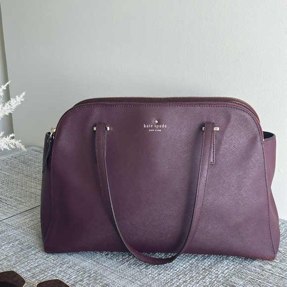 🌷Kate Spade Burgundy Saffiano Leather Satchel Tote Bag - Picture 4 of 10